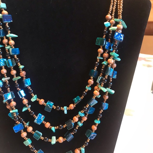 VINTAGE ABALONE NECKLACE FOUR GORGEOUS STRANDS - Picture 9 of 11